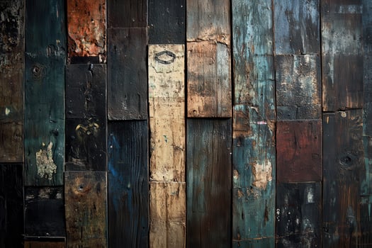 Weathered Wooden Wall with Distressed Paint photo