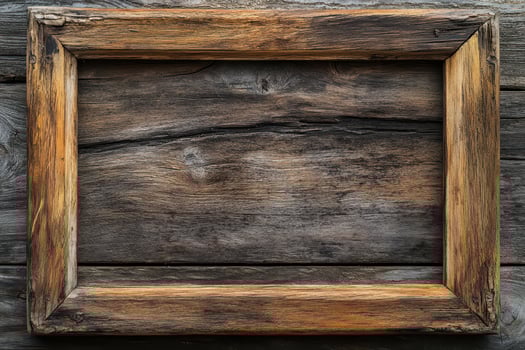 Weathered Wooden Frame on a Rustic Wooden Wall photo