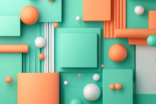 Minimalist pastel colored background with lines and spheres photo