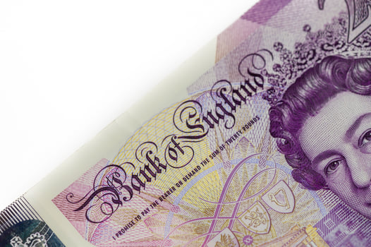 Twenty pounds isolated over white background photo