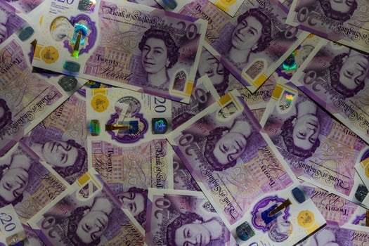 British currency - close up of the new 2016 polymer five pound note with enhanced counterfeit resilience. 2 photo