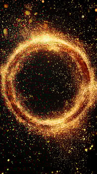 mesmerizing vortex of orange particles glows intensely from the center, swirling energetically in a dark space, creating a captivating abstract pattern that draws the eye. photo