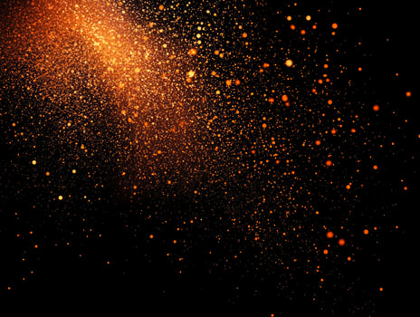 Small orange dots illuminate the dark canvas, glowing with varying intensities to form a mesmerizing pattern reminiscent of cosmic stardust, evoking minimalistic beauty. photo