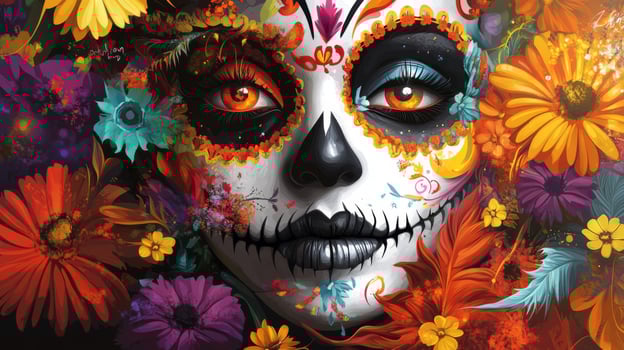 Sugar Skull with Floral Decorations photo