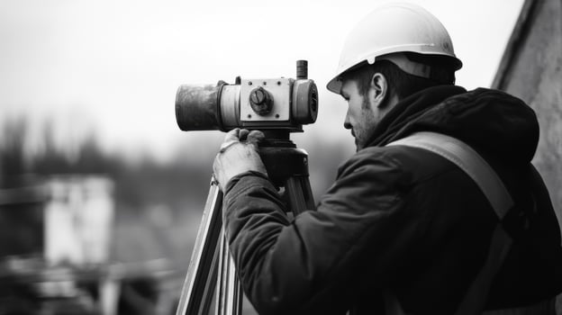 Construction Worker Using a Theodolite photo