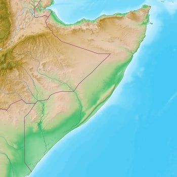 Blank physical topographic map of Somalia photo