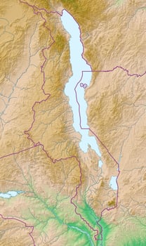 Blank physical topographic map of Malawi photo