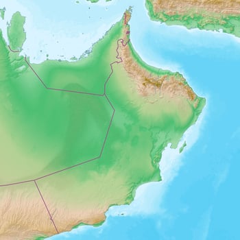 Blank physical topographic map of Oman photo