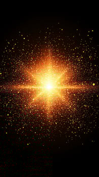 intense orange particle burst erupts from the center, releasing a wave of glowing, fiery particles that scatter in all directions, embodying the essence of a cosmic explosion. photo