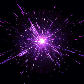 Witness a stunning display of energy as a radiant purple explosion bursts forth, sending shimmering particles outward photo