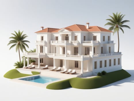 luxury villa in modern style isolated on white background. photo