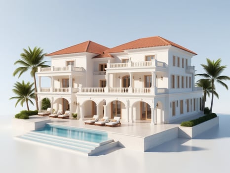 luxury villa in modern style isolated on white background. photo