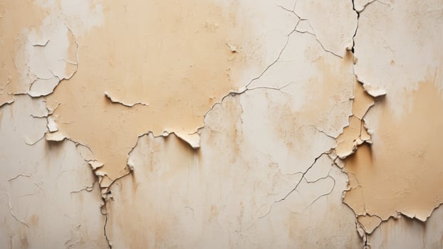 old cracked cream wall with texture as background photo