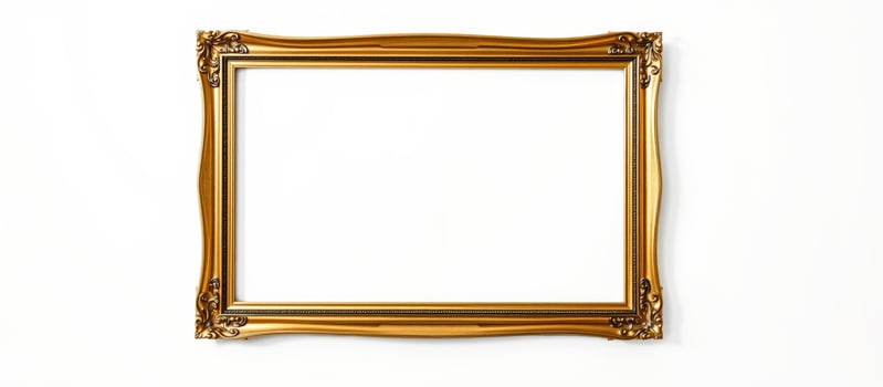 Ornate Golden Frame Isolated on White Background photo