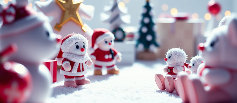 Festive Christmas Decorations with Santa Claus and Snowmen photo