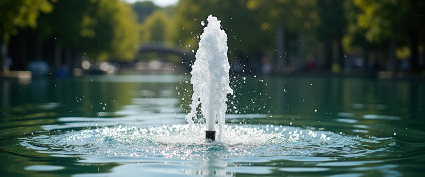 Water fountain in a pond photo