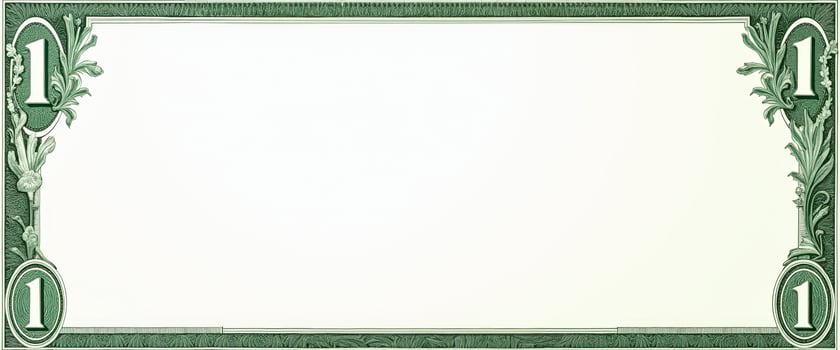 Green dollar bill border with one dollar symbol photo