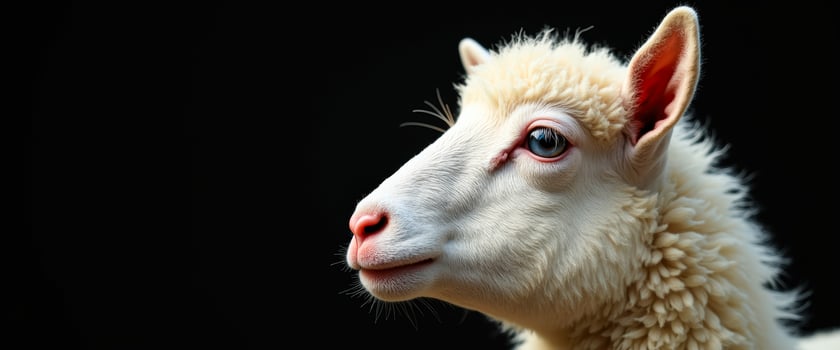 Close-up of a White Lamb's Face photo