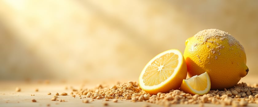 Fresh Lemons on a Golden Background photo
