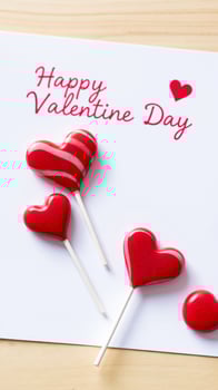 Valentine's Day Heart Shaped Lollipops on White Card photo