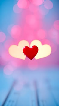 Red heart on bokeh background photo