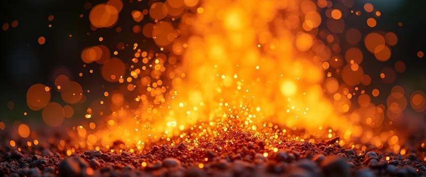 Glowing embers with bokeh effect photo