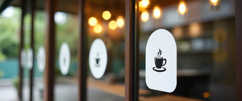 Coffee Shop Sign on Glass Door photo