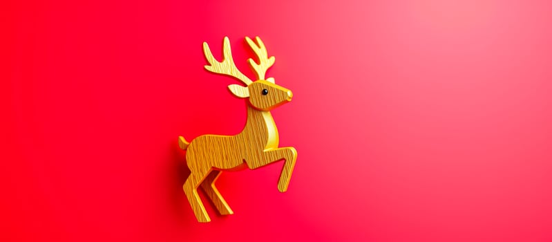 Golden Reindeer on Red Background photo