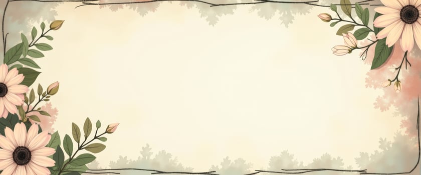 Floral Border with Beige Background photo