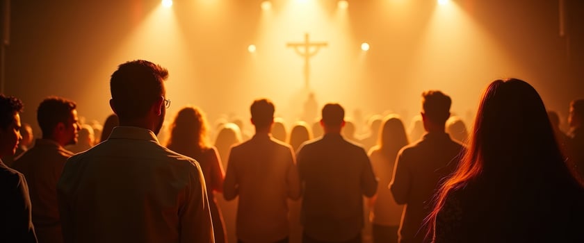 Silhouettes of a Congregation in a Church photo