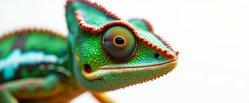 Chameleon Close Up with Green and Orange Skin photo