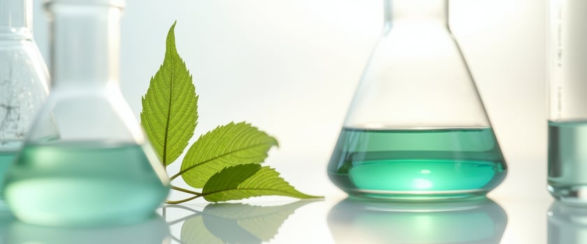 Green Leaves and Beaker of Liquid photo