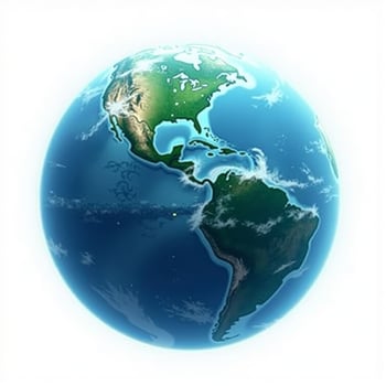 A detailed 3D rendering of a globe of the Earth, floating against a plain white background, showcasing continents and oceans. photo