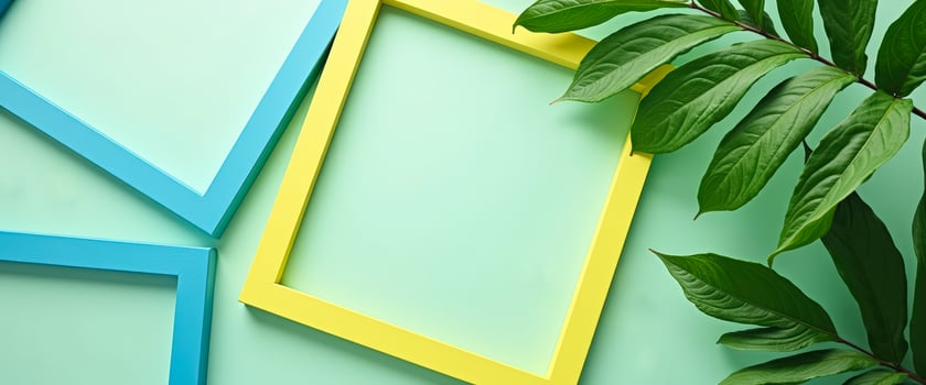 Green and Yellow Frames on a Mint Background photo