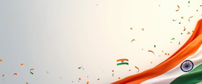 Indian Flag with Confetti on White Background photo