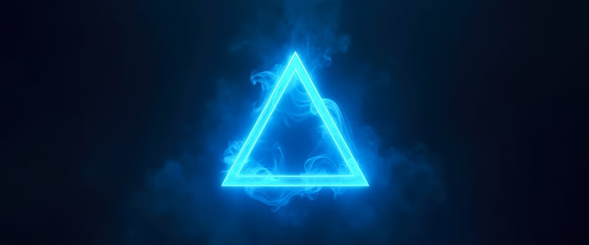 Abstract Blue Neon Triangle with Smoke photo