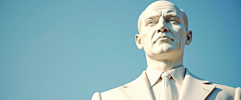 White Marble Statue of Man Looking Up photo
