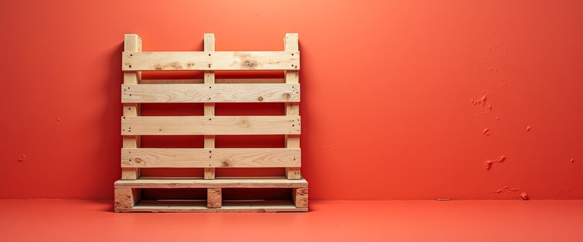 Wooden Pallet on a Red Wall photo