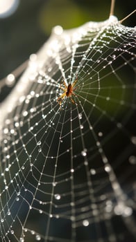 Dew Drops on a Spider Web photo