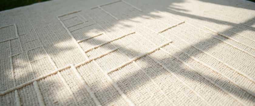 Close-up of a woven rug with geometric patterns photo