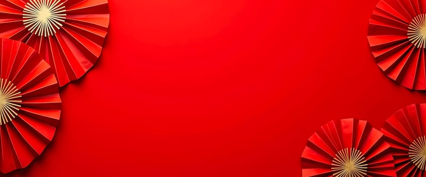 Red Paper Fans on Red Background photo