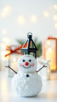 Snowman with Lantern Decoration photo