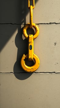 Yellow Chain Link Hanging Against Concrete Wall photo