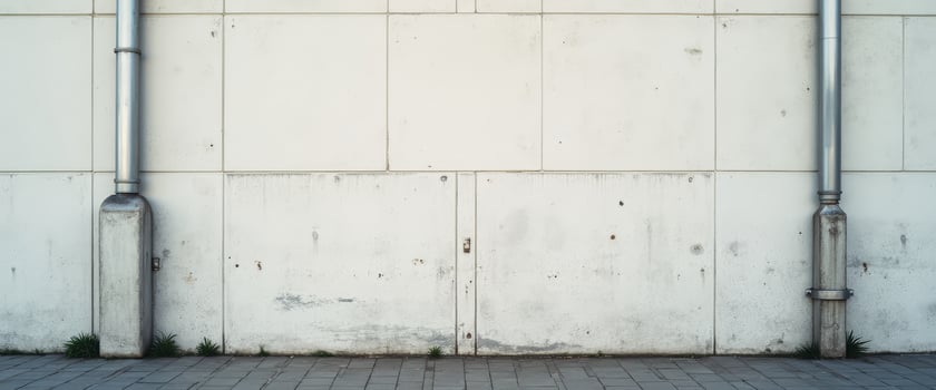 White Concrete Wall with Two Rain Gutters photo