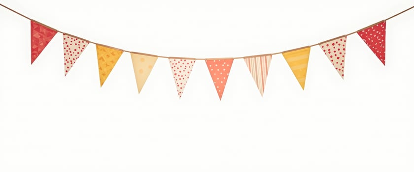 Festive Party Bunting Flags with Red and Yellow Patterns photo