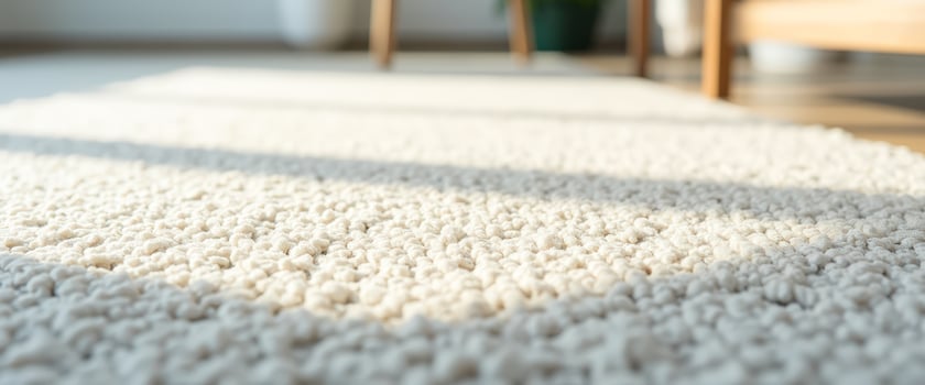 Close up of white fluffy rug with sun rays photo