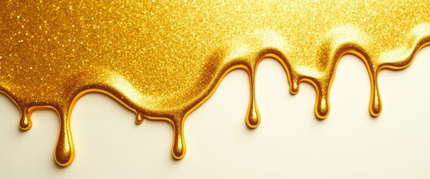 Golden Liquid Dripping on White Background photo