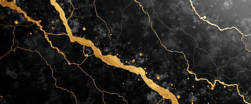 Abstract Gold Veins on Black Background photo
