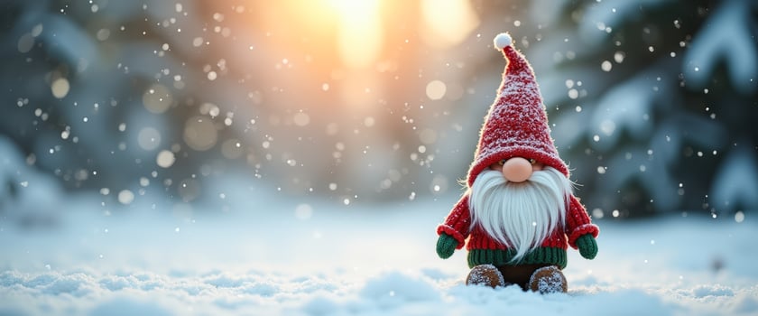 Festive Gnome in a Snowy Winter Wonderland photo