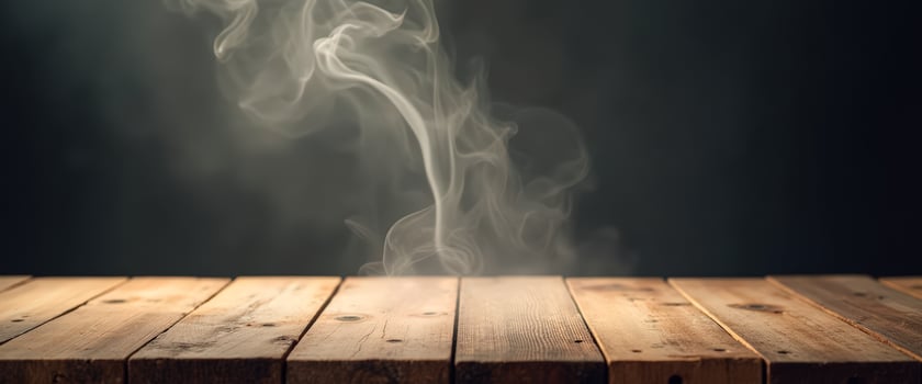 Wooden Table with Smoke photo